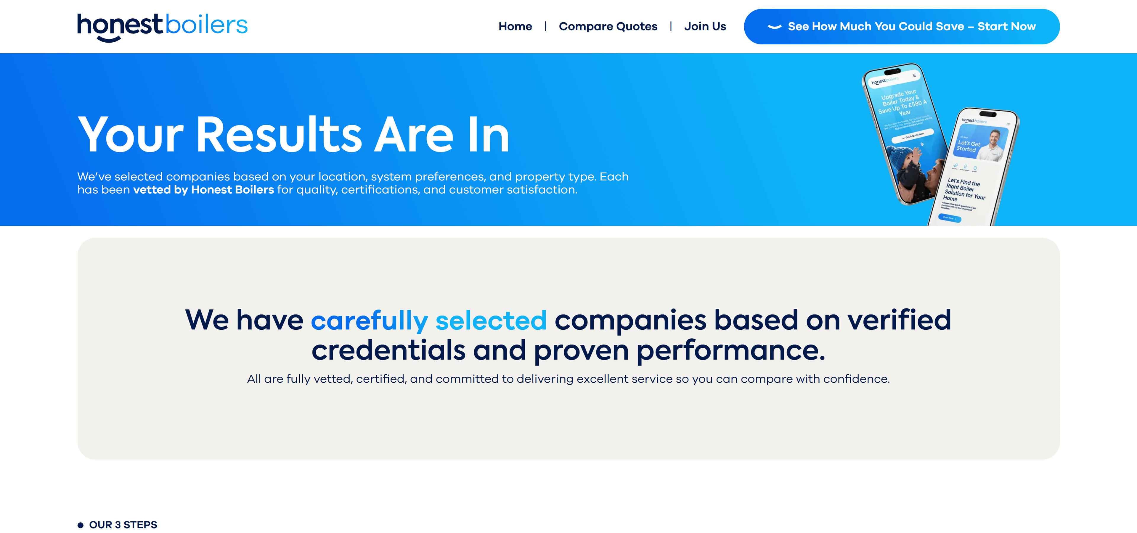 Snapshot of a lead results page