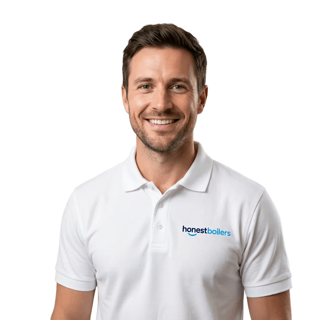 An honest boilers engineer smiling to the camera