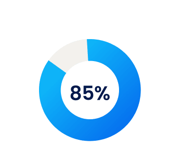 Infographic doughnut chart with the figure '85%' in the middle of it